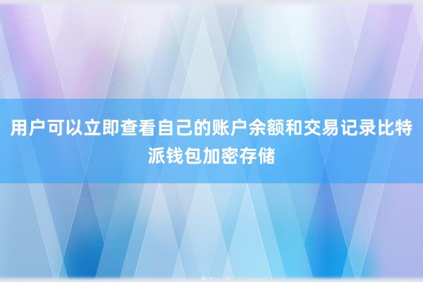 用户可以立即查看自己的账户余额和交易记录比特派钱包加密存储