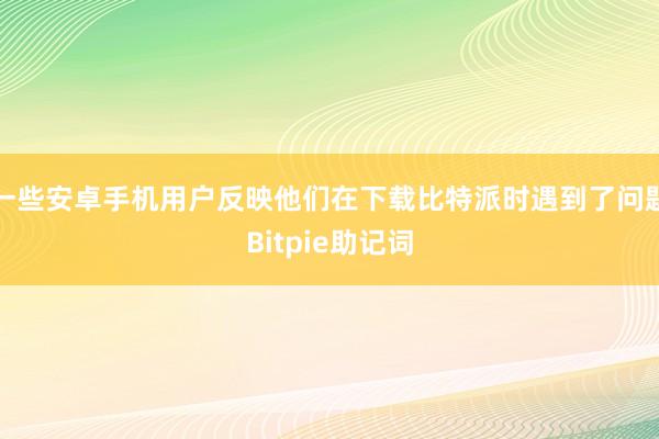 一些安卓手机用户反映他们在下载比特派时遇到了问题Bitpie助记词