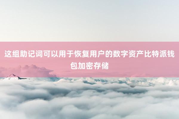 这组助记词可以用于恢复用户的数字资产比特派钱包加密存储