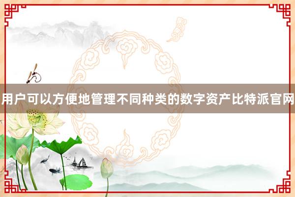 用户可以方便地管理不同种类的数字资产比特派官网