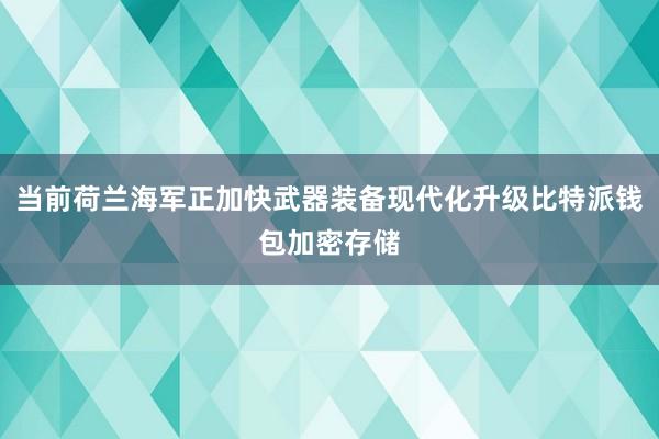 当前荷兰海军正加快武器装备现代化升级比特派钱包加密存储