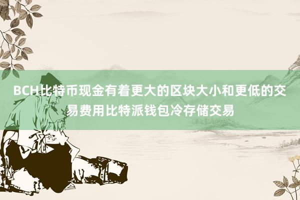 BCH比特币现金有着更大的区块大小和更低的交易费用比特派钱包冷存储交易